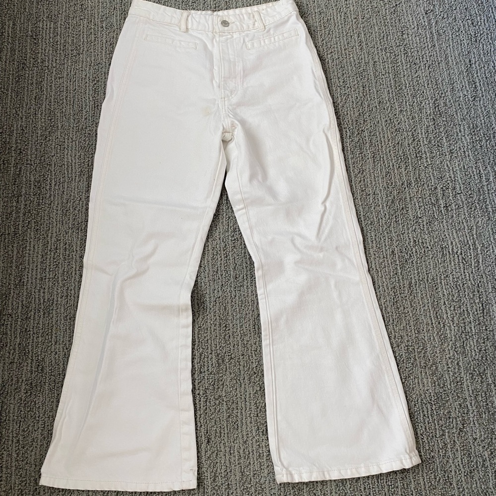Zara White Skinny Flare Jeans